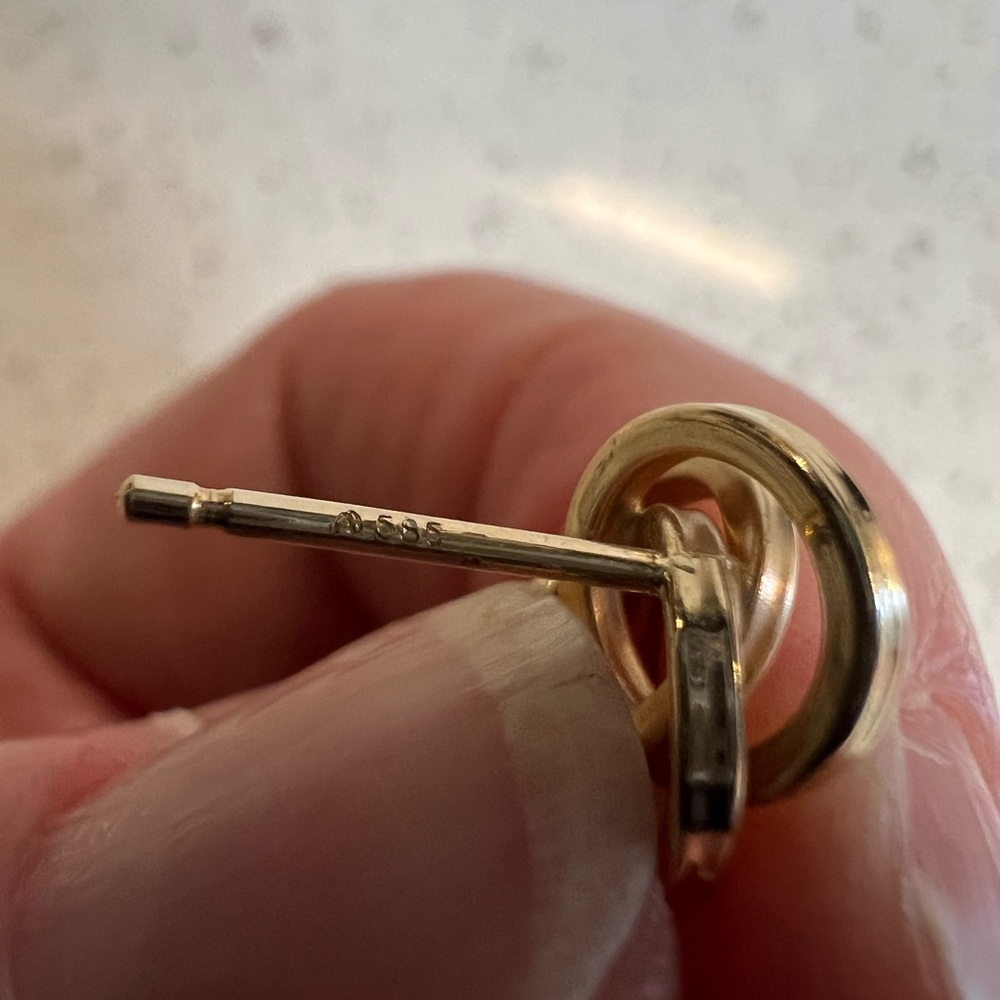 Solid 14k Yellow Gold Multi Circle Post Earrings - image 2